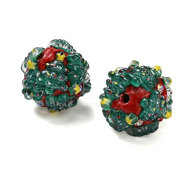 Christmas Theme Polymer Clay Rhinestone Beads with Resin X-RESI-Z045-01B-1