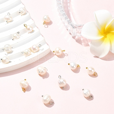 18Pcs 3 Colors Natural Cultured Freshwater Pearl Pendants PALLOY-YW00036-1