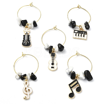 Music Theme Alloy Wine Glass Charms AJEW-JO00245-1