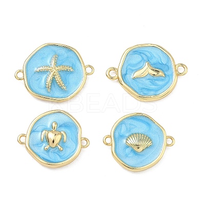 Ocean Brass Enamel Connector Charms KK-C251-05G-02-1