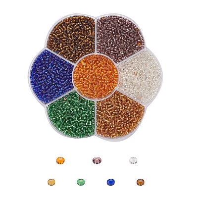 7 Colors Glass Round Seed Beads SEED-YW0001-24A-02-1