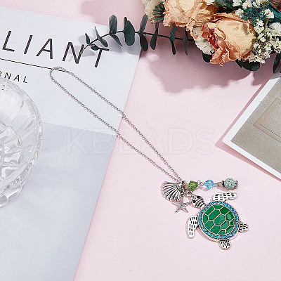 Tortoise Zinc Alloy Enamel with Rhinestone Pendant Decoration for Car Decoration HJEW-DR00218-1