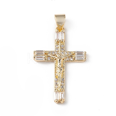 Rack Plating Brass Micro Pave Cubic Zirconia Pendants KK-F848-10G-1