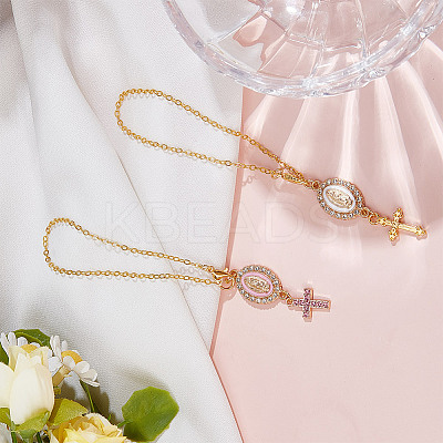 2Pcs 2 Colors Alloy Enamel with Rhinestone Pendant Decorations HJEW-DR00209-1