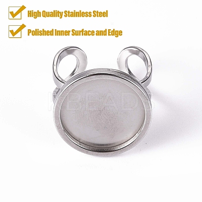 Tarnish Resistant 201 Stainless Steel Cuff Ring Findings STAS-S080-040D-P-1
