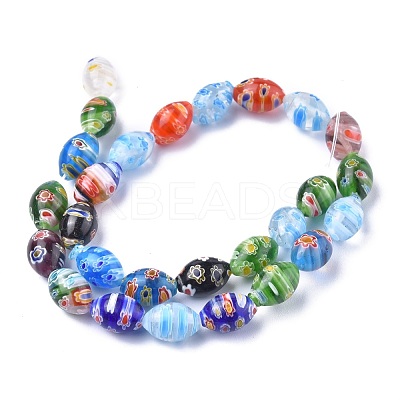 Oval Handmade Millefiori Glass Beads Strands LK-R004-84-1
