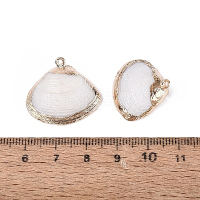 Electroplate Natural Sea Shell Pendants SSHEL-Q100-10KCG-1