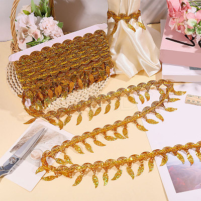 Polyester Metallic Thread Lace Tassel Ribbons OCOR-WH0108-42D-1