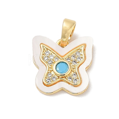 Brass Micro Pave Cubic Zirconia Pendants KK-Q030-01C-G-1