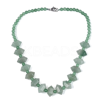 Natural Green Aventurine Round & Cone Beaded Necklaces NJEW-N064-03I-1