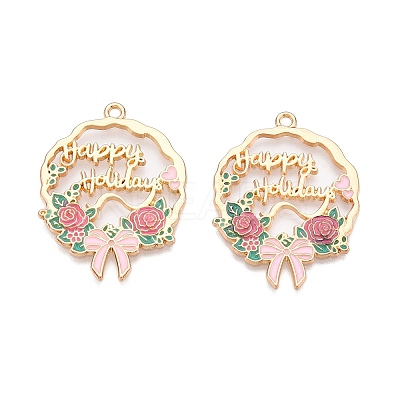 Rack Plating Alloy Enamel Pendants ENAM-N056-370KCG-01-1