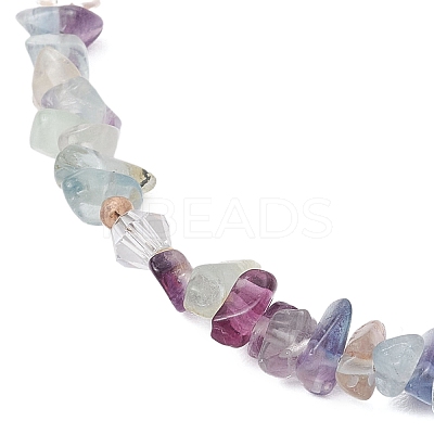 Natural Fluorite Chip & Glass Beaded Anklets AJEW-AN00682-04-1