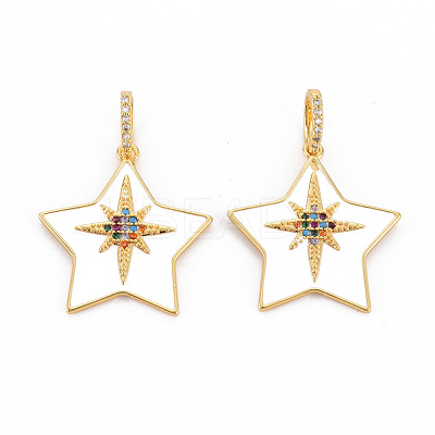 Brass Micro Pave Colorful Cubic Zirconia Pendants KK-S354-335-NF-1