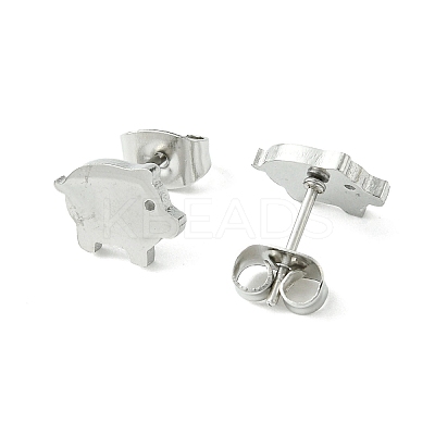 Non-Tarnish Cute Little Animal Theme 304 Stainless Steel Stud Earrings LS-EJEW-B041-02B-P-1