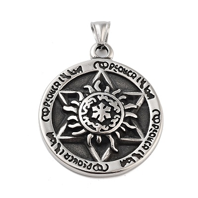 Retro 304 Stainless Steel Pendants STAS-I205-32AS-1