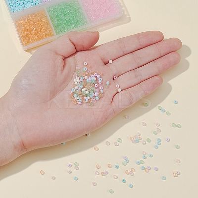 1800Pcs 6 Colors 8/0 Transparent & Opaque Glass Seed Beads SEED-YW0001-31-1