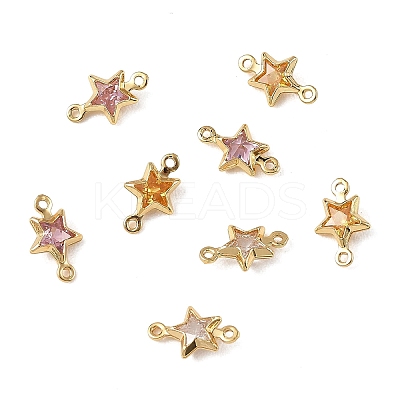 SHEGRACE Brass Pave Cubic Zirconia Star Connector Charms XGRQ2O760-441G-1
