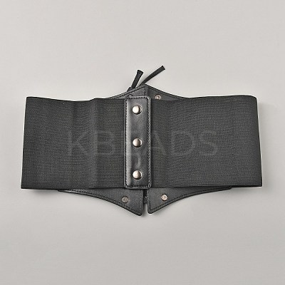 PU Leather Wide Elastic Corset Belt with Alloy Buckle AJEW-WH0518-50-1