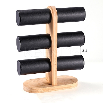T Bar Bracelet Display Stands with Wooden Base PW-WGF80C7-03-1