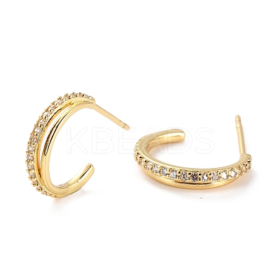 Sparkling Half Hoop Cubic Zirconia Earrings EJEW-C002-01G-RS-1