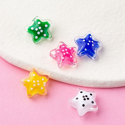 5Pcs 5 Colors Glass Beads LAMP-YW0001-11-1