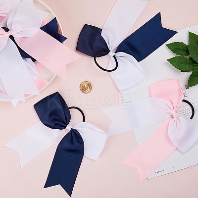 10Pcs 2 Colors Bowknot Polyester Elastic Hair Ties OHAR-GF0001-24-1