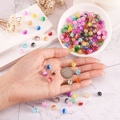 Two Tone Transparent Crackle Acrylic Beads CACR-TA0001-01-1