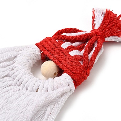 Christmas Handmade Woven Macrame Cotton Thread Santa Claus Pendant Decorations HJEW-JM02455-02-1