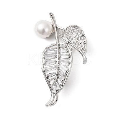 Brass Cubic Zirconia Brooches KK-P167-14P-1