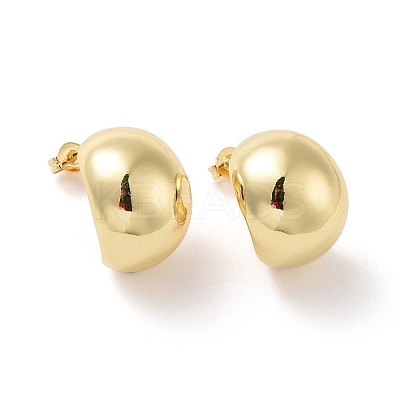 Rack Plating Brass Half Round Stud Earrings EJEW-G315-07G-1