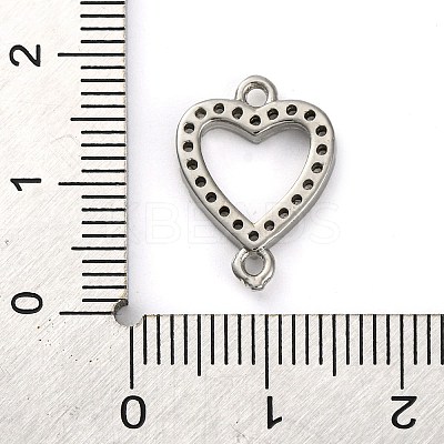 Brass Micro Pave Clear Cubic Zirconia Heart Links Connector Charms KK-A230-03A-P-1