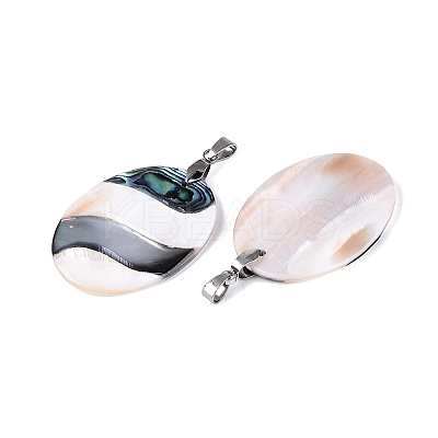 Natural Abalone Shell & Black Lip Shell & Pink Shell Pendants SSHEL-B003-06P-04-1