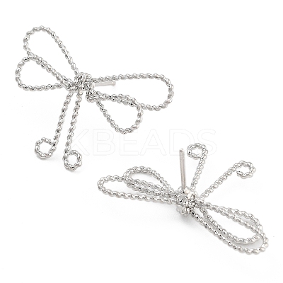 Twisted Bowknot Brass Stud Earrings for Women EJEW-S216-04A-P-1
