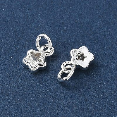 Brass Micro Pave Clear Cubic Zirconia Charms KK-P355-13S-1