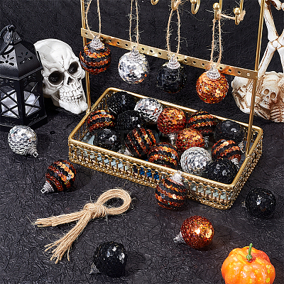 24Pcs 4 Colors Foam Scale Ball with Cord Pendant Decorations DIY-SC0026-74-1