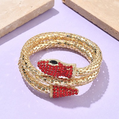 Snake Alloy Rhinestone Bangles for Women LS-BJEW-G085-01G-01-1
