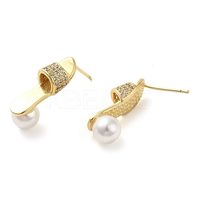 Rack Plating Brass Micro Pave Cubic Zirconia Stud Earring EJEW-C079-04G-1