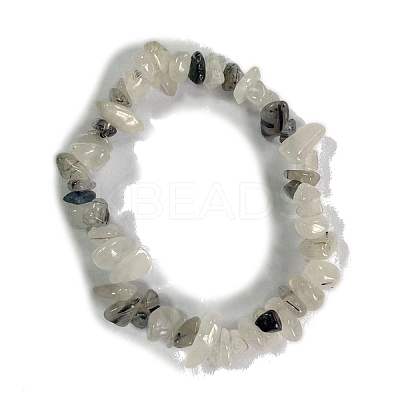 Natural Tourmalinated Quartz Stretch Bracelets PW-WG56138-29-1
