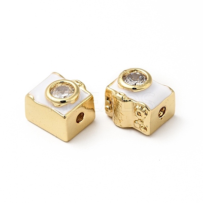 Rack Plating Brass Clear Micro Pave Cubic Zirconia Beads KK-E060-07G-1