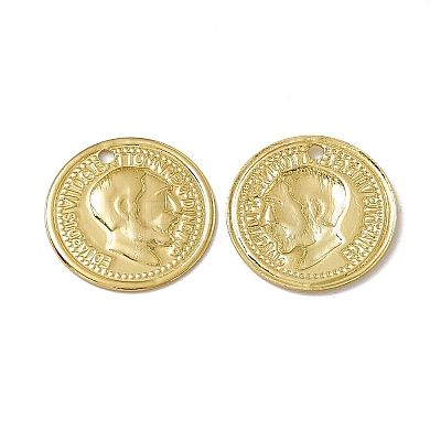 Rack Plating Brass French Coins Charms KK-C007-11G-1