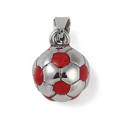 Trendy Necklace Findings 304 Stainless Steel FootBall/Soccer Ball Pendants STAS-L012-B01P-04-1
