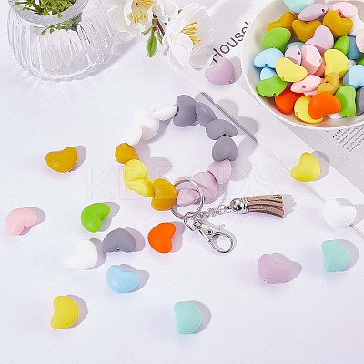 100Pcs Heart Silicone Beads for Keychain Making Cute Silicone Beads Bulk Silicone Bead Kit for Jewelry DIY Craft Making JX310A-1