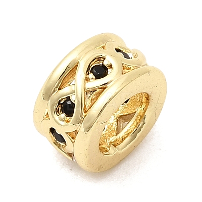 Infinity Brass Pave Clear Cubic Zirconia European Beads KK-G554-13G-1