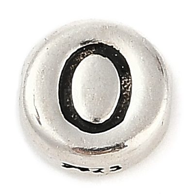 925 Sterling Silver Flat Round with Letter Beads STER-G044-01AS-O-1