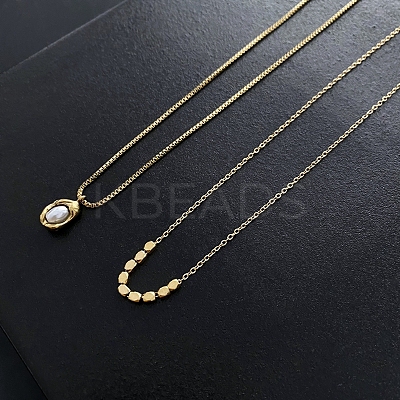 2Pcs 2 Style Plastic Oval & 304 Stainless Steel Nuggets Pendant Necklaces Set NJEW-K257-08G-1