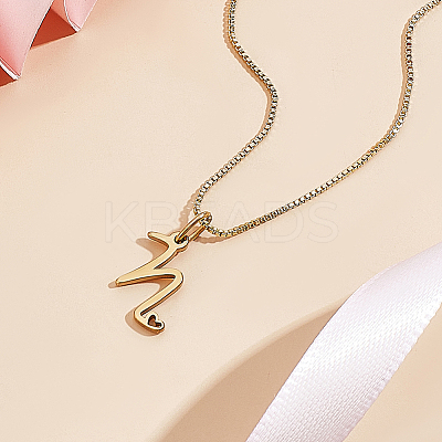 1pc Brass Chain & 304 Stainless Steel Letter Pendant Necklaces NJEW-LP0001-40N-G-1