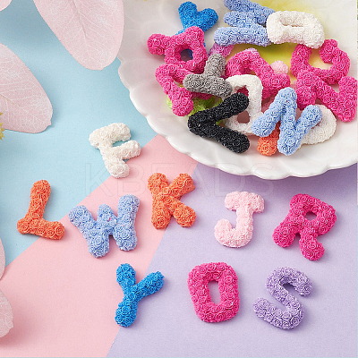 2Bags Opaque Resin 26 Letter Cabochons RESI-SC0006-17-1