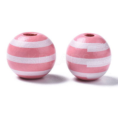 Painted Natural Wood European Beads WOOD-S057-047C-1