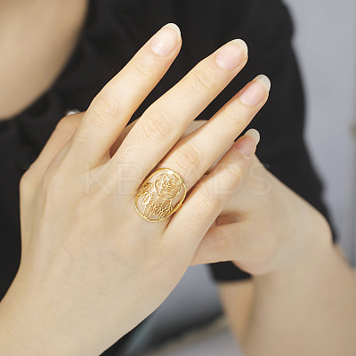 Adjustable 304 Stainless Steel Woven Web/Net with Feather Ring RJEW-F149-05G-1