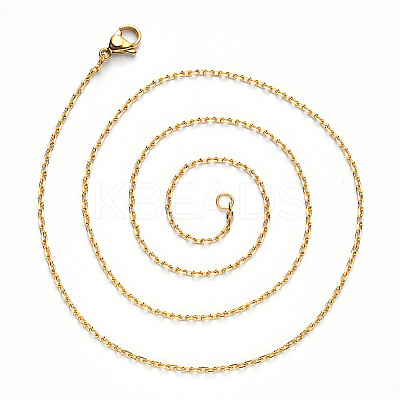 PVD Vacuum Plating 304 Stainless Steel Cable Chain Necklace NJEW-S420-008C-G-1